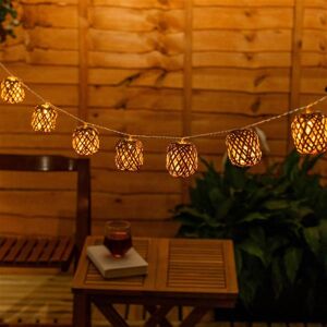 ValueLights Rattan Wicker Ball 10 x Battery Operated Outdoor Garden String Lights in Light Brown Light Brown ValueLights Rattan Wicker Ball 10 x Battery Operated Outdoor Garden String Lights in Light Brown Light Brown