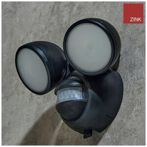 Zink LED Twin Spotlight Battery Operated with 10m PIR Detector in Black Black Zink LED Twin Spotlight Battery Operated with 10m PIR Detector in Black Black