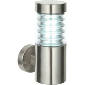 The Equinox IP44 Outdoor Wall Light Brushed Steel Spiraled Clear Shade Porch Lamp The Equinox IP44 Outdoor Wall Light Brushed Steel Spiraled Clear Shade Porch Lamp