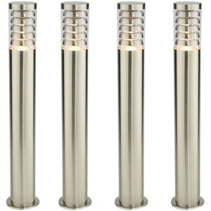 Loops 4 Pack Outdoor Garden Bollard Light - Brushed Steel 80cm IP44 Loops 4 Pack Outdoor Garden Bollard Light - Brushed Steel 80cm IP44