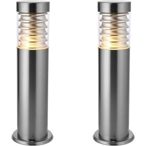 Loops 2 PACK Outdoor IP44 Bollard Light Marine Grade Steel Lamp Post Garden Patio in Metallics Metallics Loops 2 PACK Outdoor IP44 Bollard Light Marine Grade Steel Lamp Post Garden Patio in Metallics Metallics