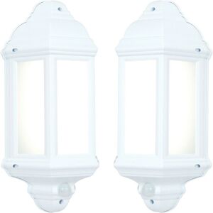Loops 2 Pack IP44 Outdoor Wall Light Matt White Traditional Lantern PIR Motion Lamp - Wall Light Loops 2 Pack IP44 Outdoor Wall Light Matt White Traditional Lantern PIR Motion Lamp - Wall Light