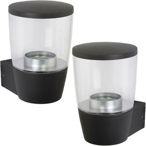 Loops 2 Pack Outdoor Wall Light IP44 Modern Cool White Round LED Candle Lamp Loops 2 Pack Outdoor Wall Light IP44 Modern Cool White Round LED Candle Lamp