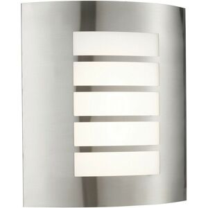 Loops IP44 Outdoor Wall Light Brushed Steel & Diffuser 7W Warm White LED Porch Lamp White Loops IP44 Outdoor Wall Light Brushed Steel & Diffuser 7W Warm White LED Porch Lamp White