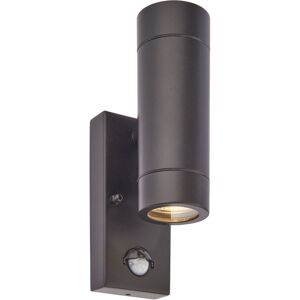 Loops Twin Up & Down IP44 Wall Light with PIR Sensor - 2 x 7W GU10 LED - Matt Black - Wall Light Loops Twin Up & Down IP44 Wall Light with PIR Sensor - 2 x 7W GU10 LED - Matt Black - Wall Light