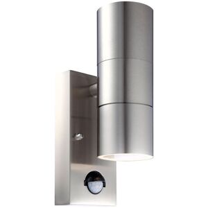 First Choice Lighting Blaze - Stainless Steel Outdoor Up Down Motion Sensor Wall Light in Silver Silver First Choice Lighting Blaze - Stainless Steel Outdoor Up Down Motion Sensor Wall Light in Silver Silver