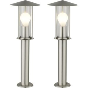First Choice Lighting Set of 2 Treviso - Brushed Stainless Steel Outdoor Post Lights in Silver Silver First Choice Lighting Set of 2 Treviso - Brushed Stainless Steel Outdoor Post Lights in Silver Silver