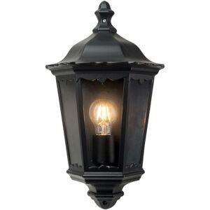 First Choice Lighting Sienna - Black with Clear Glass IP44 Outdoor Half Lantern Wall Light Black First Choice Lighting Sienna - Black with Clear Glass IP44 Outdoor Half Lantern Wall Light Black