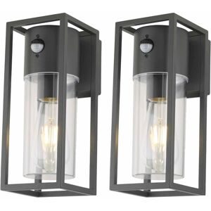 First Choice Lighting Set of 2 Hale - Black Motion Sensor Outdoor Wall Lights Black First Choice Lighting Set of 2 Hale - Black Motion Sensor Outdoor Wall Lights Black