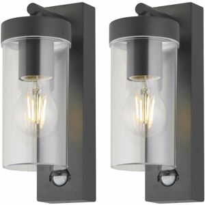 First Choice Lighting Set of 2 Hadron - Black Motion Sensor Outdoor Wall Lights Black First Choice Lighting Set of 2 Hadron - Black Motion Sensor Outdoor Wall Lights Black