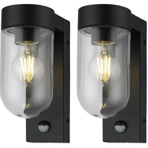 First Choice Lighting Set of 2 Parnie - Black Motion Sensor Outdoor Wall Lights Black First Choice Lighting Set of 2 Parnie - Black Motion Sensor Outdoor Wall Lights Black