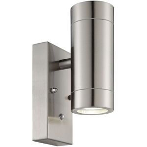 Loops Outdoor Up & Down IP44 Wall Light - Photocell - 2 x 7W GU10 LED - Brushed Steel in Metallics Metallics Loops Outdoor Up & Down IP44 Wall Light - Photocell - 2 x 7W GU10 LED - Brushed Steel in Metallics Metallics