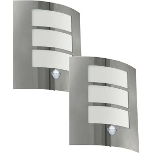 Loops 2 PACK IP44 Outdoor Wall Light & PIR Motion Sensor Stainless Steel 60W E27 in Metallics Metallics Loops 2 PACK IP44 Outdoor Wall Light & PIR Motion Sensor Stainless Steel 60W E27 in Metallics Metallics