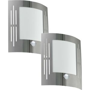 Loops 2 PACK IP44 Outdoor Wall Light & PIR Motion Sensor Stainless Steel 60W E27 in Metallics Metallics Loops 2 PACK IP44 Outdoor Wall Light & PIR Motion Sensor Stainless Steel 60W E27 in Metallics Metallics