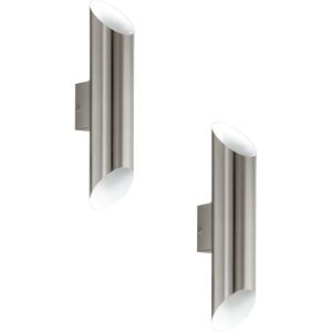 Loops Wall Light - Stainless Steel & White - 2 Pack - Outdoor IP44 Loops Wall Light - Stainless Steel & White - 2 Pack - Outdoor IP44