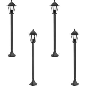 Loops 4 PACK IP44 Outdoor Bollard Light Black Cast Aluminium 60W E27 Tall Lamp Post Black Loops 4 PACK IP44 Outdoor Bollard Light Black Cast Aluminium 60W E27 Tall Lamp Post Black