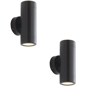 Loops 2 PACK Up & Down Twin Outdoor Wall Light - 2 x 7W LED GU10 - Satin Black Black Loops 2 PACK Up & Down Twin Outdoor Wall Light - 2 x 7W LED GU10 - Satin Black Black