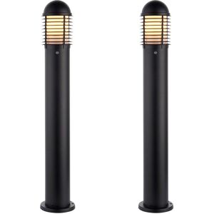 Loops 2 PACK Outdoor Bollard Post Light - 60W E27 GLS - 1000mm Height - Matt Black Black Loops 2 PACK Outdoor Bollard Post Light - 60W E27 GLS - 1000mm Height - Matt Black Black