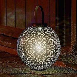 Marco Paul Metal Large 22cm Solar Powered LED Silhouette Lantern in Silver Silver Marco Paul Metal Large 22cm Solar Powered LED Silhouette Lantern in Silver Silver