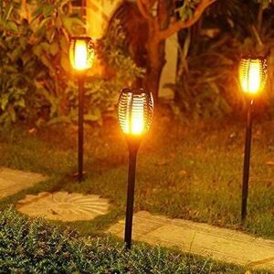 Marco Paul Pack of 2 Flame Effect Solar Garden Outdoor Lights in Black Black Marco Paul Pack of 2 Flame Effect Solar Garden Outdoor Lights in Black Black