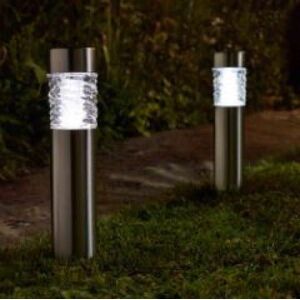 Marco Paul Silver Stainless Steel & Glass Wave Effect Solar Stake Light 56cm Silver Marco Paul Silver Stainless Steel & Glass Wave Effect Solar Stake Light 56cm Silver