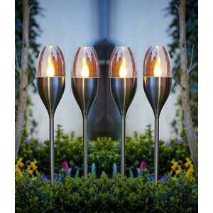 Marco Paul 1 Flame Effect Solar Torch Lights with LED Flame 60cm in Silver Silver Marco Paul 1 Flame Effect Solar Torch Lights with LED Flame 60cm in Silver Silver