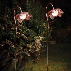 Marco Paul 2 Pack of Bronze Crackle Glass Silhouette Flower Solar Stake Light 90cm Bronze Marco Paul 2 Pack of Bronze Crackle Glass Silhouette Flower Solar Stake Light 90cm Bronze