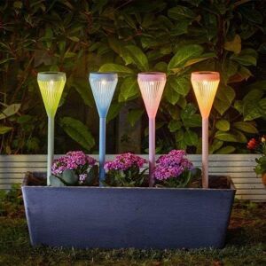 Marco Paul 4 Pack of Multi Coloured Solar Powered Stake Lights 43cm Multicolor Marco Paul 4 Pack of Multi Coloured Solar Powered Stake Lights 43cm Multicolor