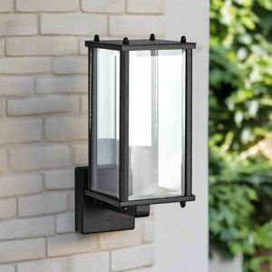 CGC Lighting Black Outdoor Wall Lantern Clear Bevelled Glass Diffuser Up IP44 Black CGC Lighting Black Outdoor Wall Lantern Clear Bevelled Glass Diffuser Up IP44 Black