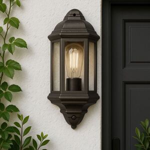 CGC Lighting Fred Black Outdoor Half Wall Light Lantern with PIR Motion Sensor Black CGC Lighting Fred Black Outdoor Half Wall Light Lantern with PIR Motion Sensor Black