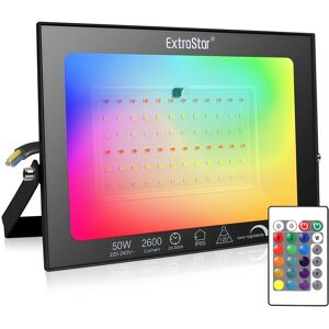 ExtraStar 50W RGB LED Flood Light, 16 colours, IP65 in Black Black ExtraStar 50W RGB LED Flood Light, 16 colours, IP65 in Black Black