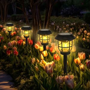 ExtraStar Solar Powered LED Indoor Outdoor Stake Light with PIR Sensor, Warm Light 2700K, IP44, 3 Light Modes, Pack of 4 in Black Black ExtraStar Solar Powered LED Indoor Outdoor Stake Light with PIR Sensor, Warm Light 2700K, IP44, 3 Light Modes, Pack of 4 in Black Black