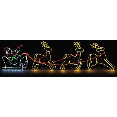Christow Santa Sleigh Reindeer Rope Light Outdoor Christmas Decoration LED Silhouette 3m Multicolor Christow Santa Sleigh Reindeer Rope Light Outdoor Christmas Decoration LED Silhouette 3m Multicolor