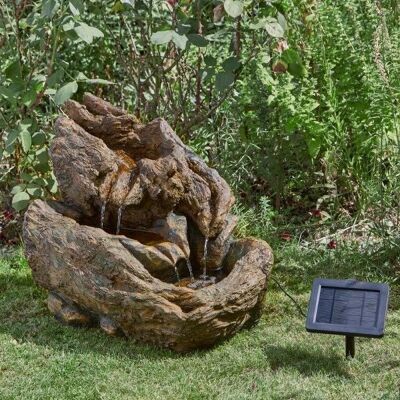Primrose Log Effect Solar Powered Cascading Water Feature 58cm in Natural Natural Primrose Log Effect Solar Powered Cascading Water Feature 58cm in Natural Natural