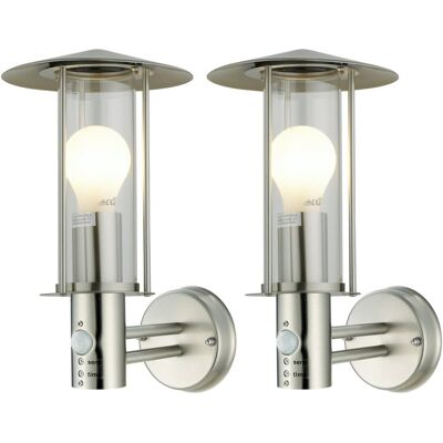 First Choice Lighting Set of 2 Treviso - Stainless Steel PIR Sensor Outdoor Security Lights in Silver Silver First Choice Lighting Set of 2 Treviso - Stainless Steel PIR Sensor Outdoor Security Lights in Silver Silver