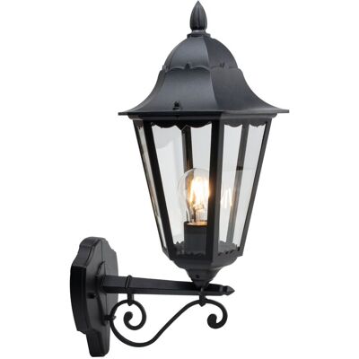 First Choice Lighting Mansfield - Black & Glass Six Sided Lantern IP44 Outdoor Wall Light Black First Choice Lighting Mansfield - Black & Glass Six Sided Lantern IP44 Outdoor Wall Light Black