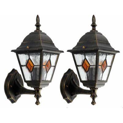 First Choice Lighting Set of 2 Morecambe - Black with Brushed Gold IP44 Outdoor Wall Lights Black First Choice Lighting Set of 2 Morecambe - Black with Brushed Gold IP44 Outdoor Wall Lights Black