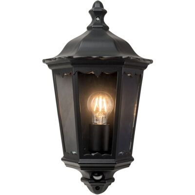 First Choice Lighting Sienna - Black Outdoor Half Lantern Wall Light with PIR Motion Sensor Black First Choice Lighting Sienna - Black Outdoor Half Lantern Wall Light with PIR Motion Sensor Black