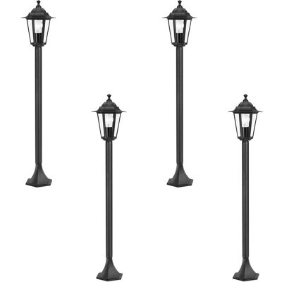 Loops 4 PACK IP44 Outdoor Bollard Light Black Cast Aluminium 60W E27 Tall Lamp Post Black Loops 4 PACK IP44 Outdoor Bollard Light Black Cast Aluminium 60W E27 Tall Lamp Post Black
