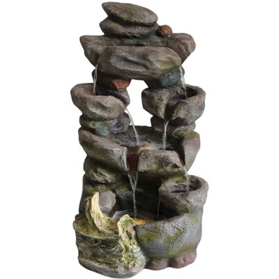 Primrose Solar Power 5 Tier Rock Effect Water Feature with LED Lights 98cm in Grey Grey Primrose Solar Power 5 Tier Rock Effect Water Feature with LED Lights 98cm in Grey Grey