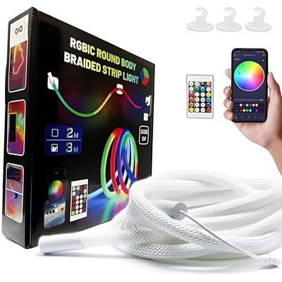 ENER-J RGBIC Digital 16mm NeonTwist Rope Light Kit 5m Multi Colour 12V in White White ENER-J RGBIC Digital 16mm NeonTwist Rope Light Kit 5m Multi Colour 12V in White White