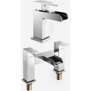 Nes Home Origin Waterfall Basin Mono Mixer Tap & Bath Filler Tap with Waste in Silver Silver Nes Home Origin Waterfall Basin Mono Mixer Tap & Bath Filler Tap with Waste in Silver Silver