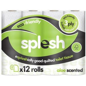 Splesh 'Toilet Roll' Soft & Quilted Eco-Friendly, Aloe Vera 12 Rolls in White White Splesh 'Toilet Roll' Soft & Quilted Eco-Friendly, Aloe Vera 12 Rolls in White White