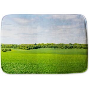 Benjamin Tate Design Summer landscape with hilly green field & forest in the distance Designer Bathmat in Red Red Benjamin Tate Design Summer landscape with hilly green field & forest in the distance Designer Bathmat in Red Red