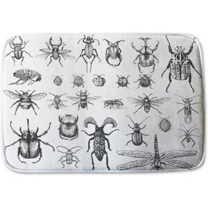 Benjamin Tate Design fleas many species in vintage old hand drawn style Designer Bathmat in Black Black Benjamin Tate Design fleas many species in vintage old hand drawn style Designer Bathmat in Black Black