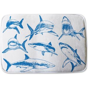 Benjamin Tate Design Graphical set of blue sharks isolated on white background Designer Bathmat Blue Benjamin Tate Design Graphical set of blue sharks isolated on white background Designer Bathmat Blue