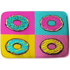 Benjamin Tate Design donut cartoon pop art style Designer Bathmat in Pink Pink Benjamin Tate Design donut cartoon pop art style Designer Bathmat in Pink Pink
