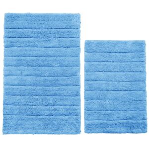 Allure Bath Fashions Ribbed Two Piece Bath Mat Set - 100% Cotton in Blue Blue Allure Bath Fashions Ribbed Two Piece Bath Mat Set - 100% Cotton in Blue Blue