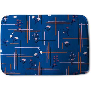 Benjamin Tate Design Flowers With Check Grid For Fashion Desinger Soft Bathmat in Blue Blue Benjamin Tate Design Flowers With Check Grid For Fashion Desinger Soft Bathmat in Blue Blue