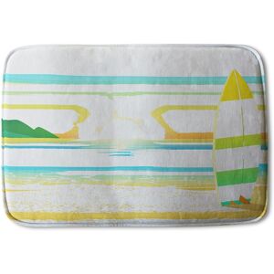 Benjamin Tate Design Surf Board On Beach Soft Bathmat in Yellow Yellow Benjamin Tate Design Surf Board On Beach Soft Bathmat in Yellow Yellow